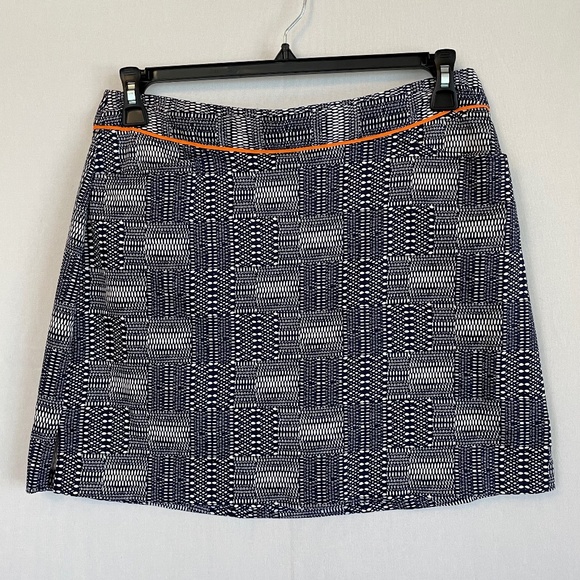 LADY HAGAN Size 8 Golf Skort Blue White Patchwork Checkerboard Print Pockets - Picture 1 of 9